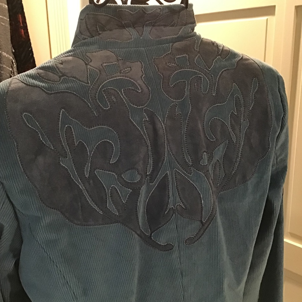 Blue/ Gray Corduroy Zippered Jacket